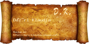 Déri Klaudia névjegykártya